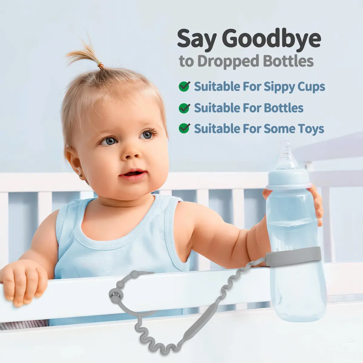 Toy Straps, Pacifier Holder Clip with Self-Adjusting Bayonet | Food-Grade Silicone, BPA-Free, 3 Pack - view 5