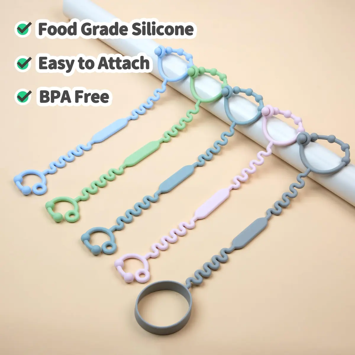 Silicone Baby Pacifier & Toy Straps | BPA-Free, Adjustable & Easy to Clean (5PS) - view 7