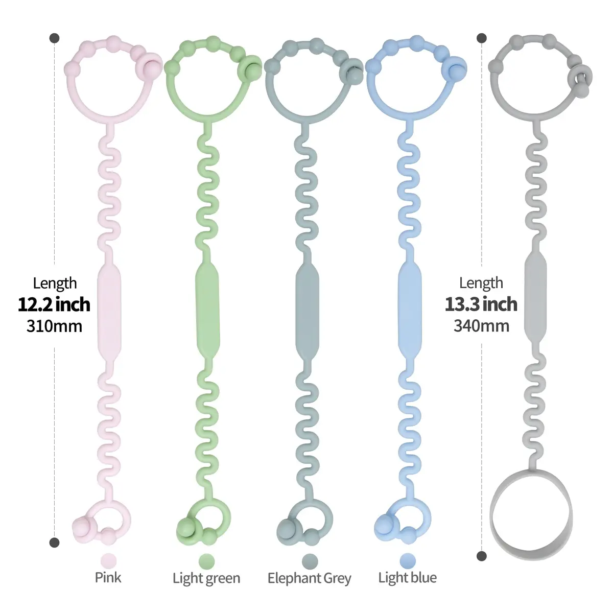 Silicone Baby Pacifier & Toy Straps | BPA-Free, Adjustable & Easy to Clean (5PS) - view 2
