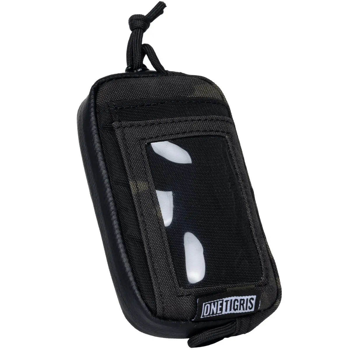 ONETIGRIS Tactical Front Pocket Wallet Camo Black | Minimalist Zippered Card Holder with ID Window - main product image