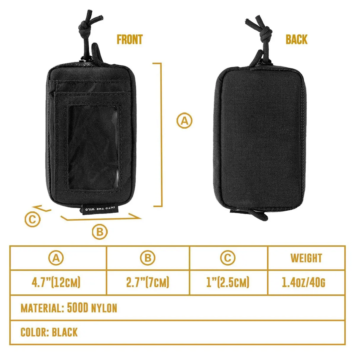 ONETIGRIS Tactical Front Pocket Wallet Camo Black | Minimalist Zippered Card Holder with ID Window - view 4