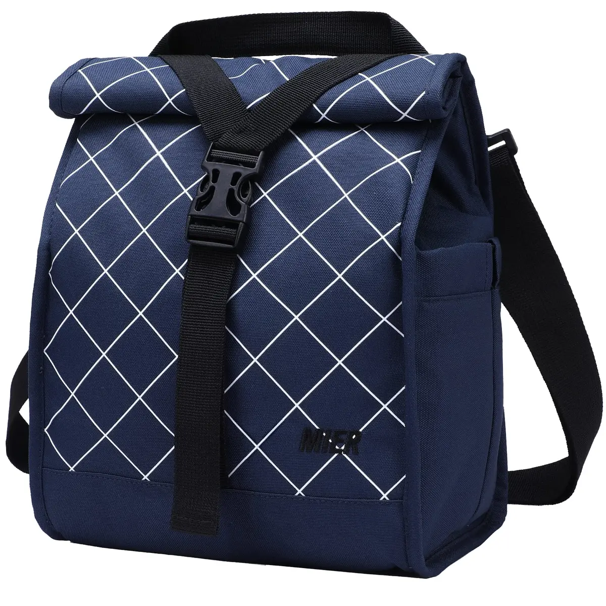 MIER Insulated Lunch Bag Roll-Top Lunchbox Blue 25.4cm (10 in) | Keeps Food Fresh for Hours - main product image