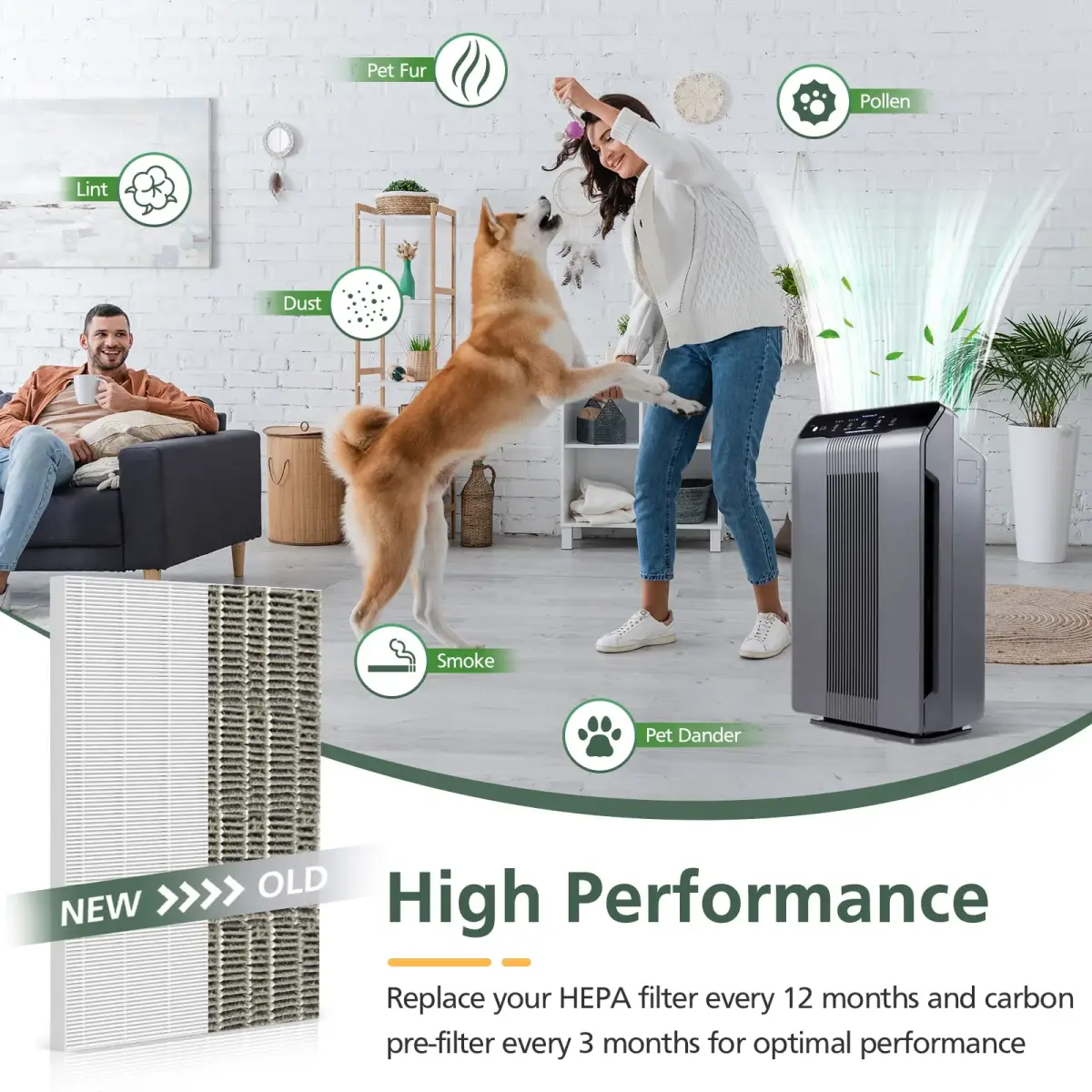 isinlive 115115 Replacement Filters for Winix Air Purifiers - 3 True HEPA Filters (5"x5"x5") - view 8