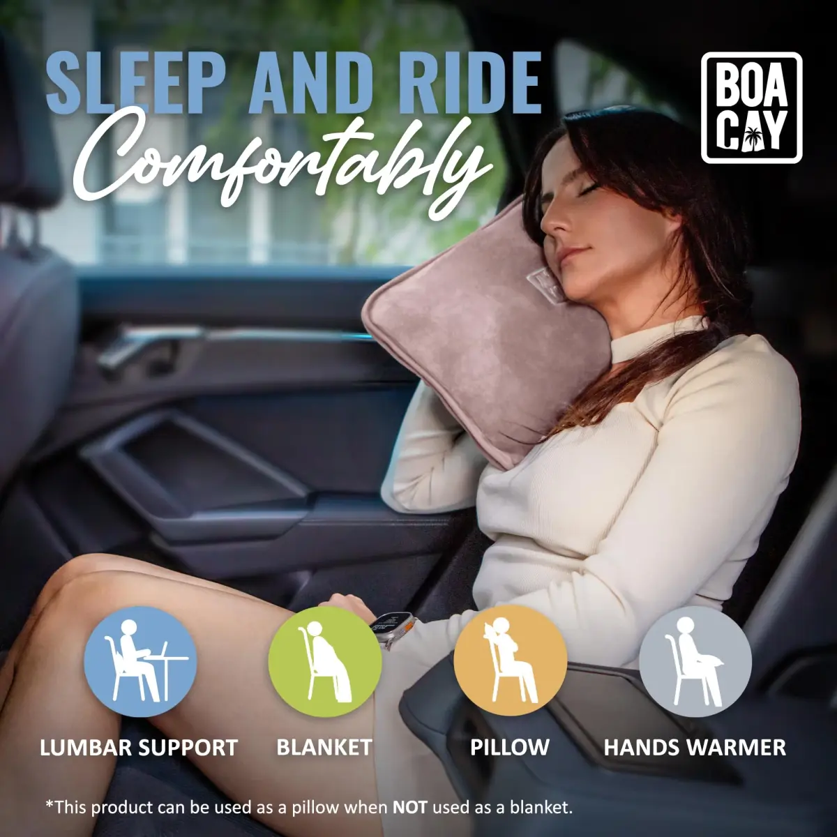 BOACAY Soft & Warm Travel Blanket Pillow 160x100cm (63x40") | Essential for Flights, Cars, Office - Compact, Lightweight, Polyester - view 6