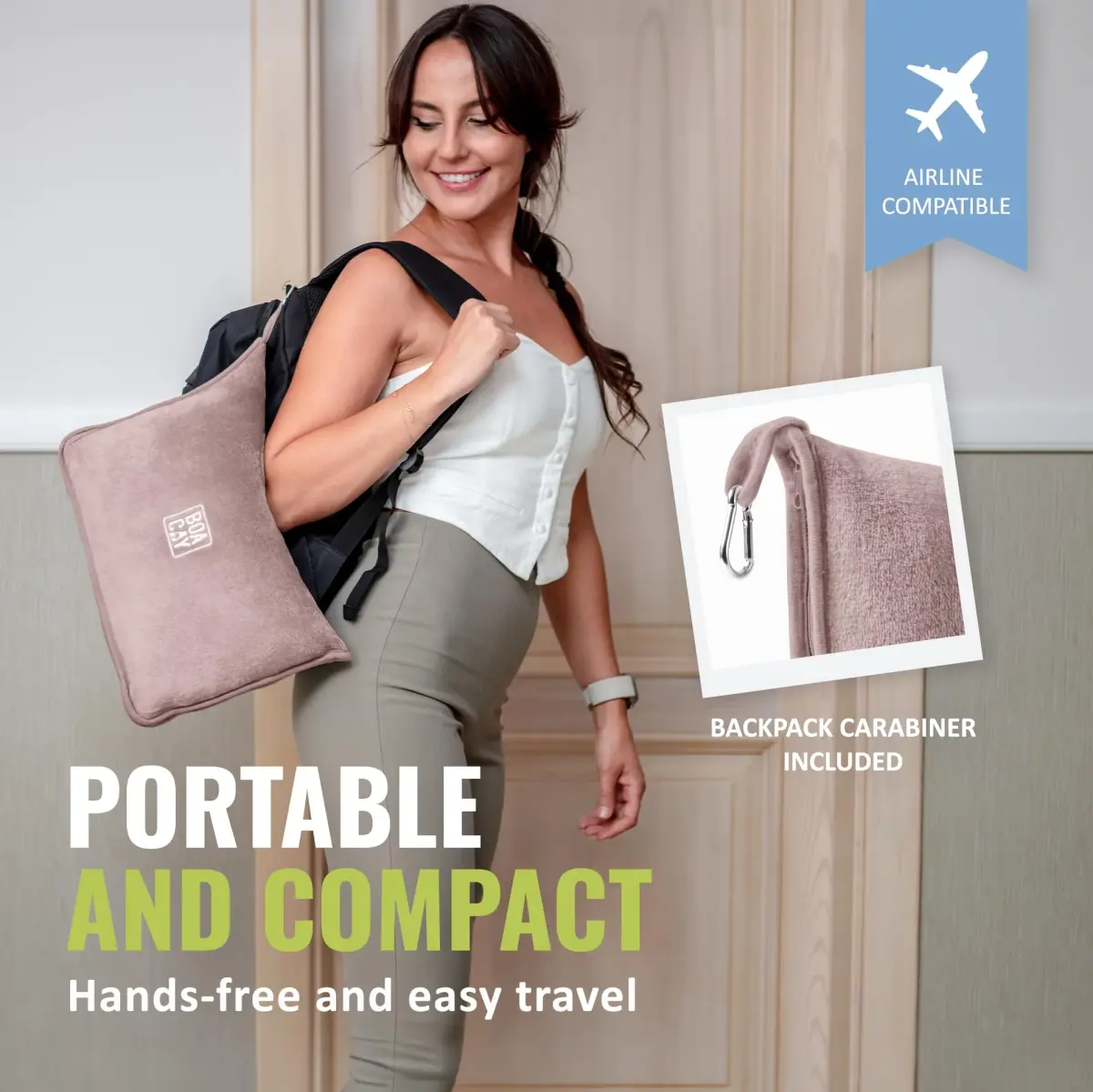 BOACAY Soft & Warm Travel Blanket Pillow 160x100cm (63x40") | Essential for Flights, Cars, Office - Compact, Lightweight, Polyester - view 3