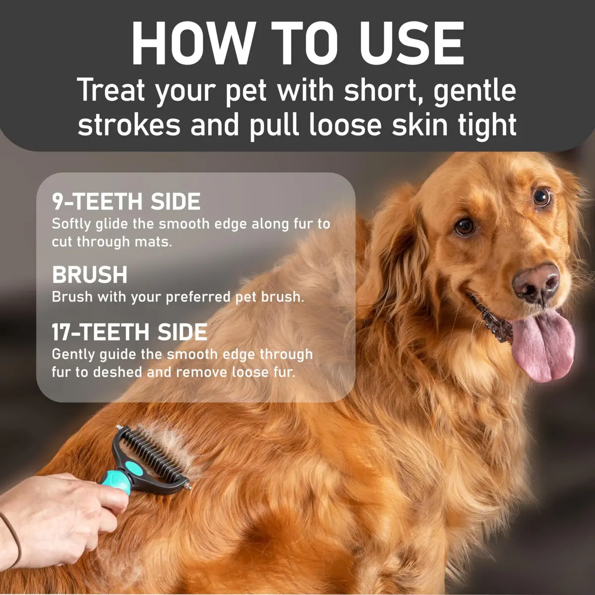 Maxpower Planet Double Sided Shedding & Dematting Undercoat Rake for Dogs & Cats, Extra Wide Grooming Brush, 11.8cm (4.6in) Wide, Turquoise - view 5