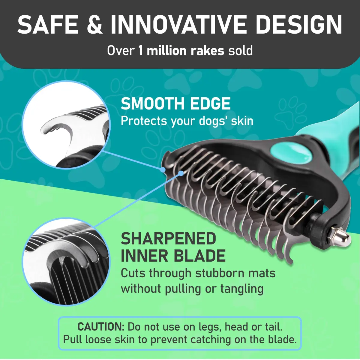 Maxpower Planet Double Sided Shedding & Dematting Undercoat Rake for Dogs & Cats, Extra Wide Grooming Brush, 11.8cm (4.6in) Wide, Turquoise - view 7