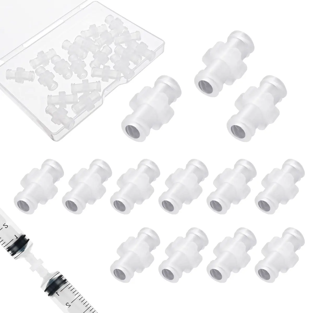 Abeillo 20 Pcs Luer Lock Syringe Adaptor Set - Female to Female Luer Connectors | For Gas & Liquid Media - main product image