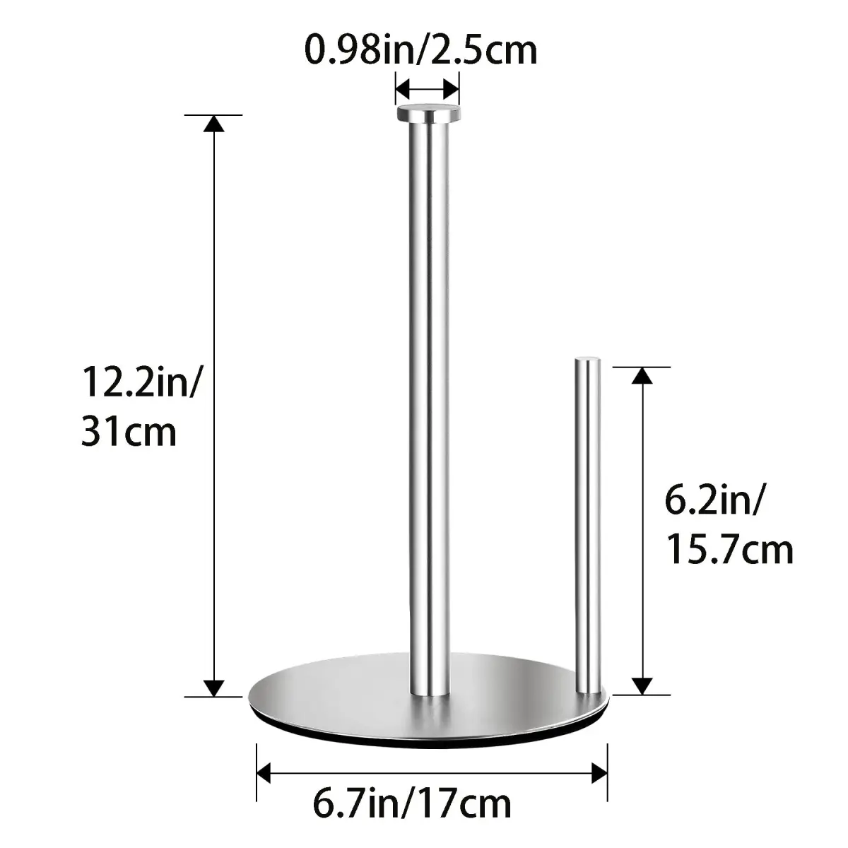 OBODING Stainless Steel Paper Towel Holder Stand for Kitchen Countertops, 32cm (12.6" H) | Rust-Proof & Easy to Carry - view 7
