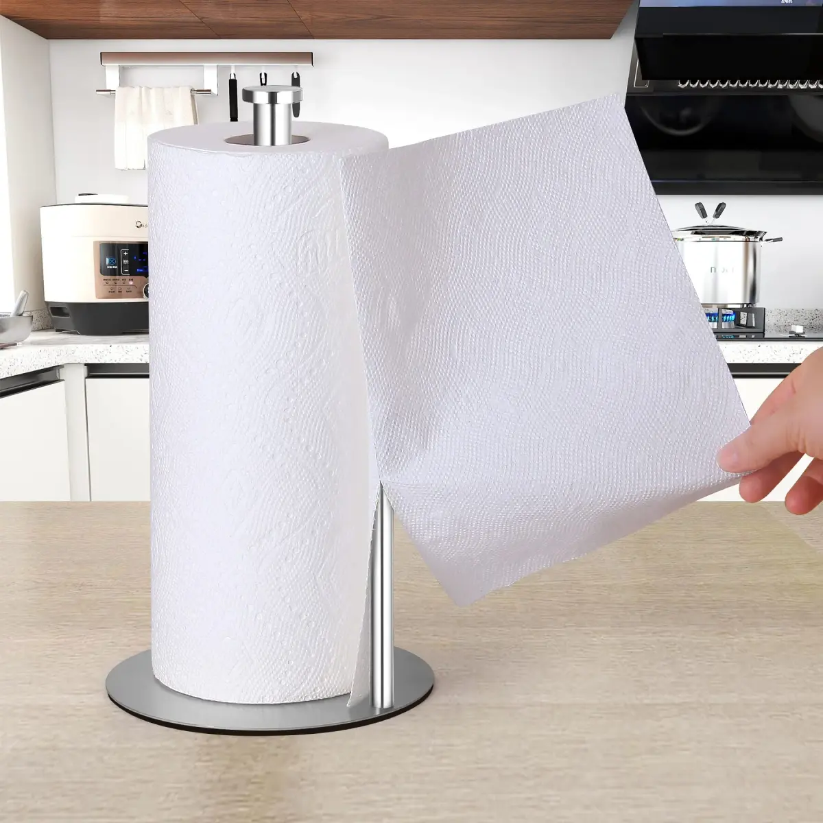 OBODING Stainless Steel Paper Towel Holder Stand for Kitchen Countertops, 32cm (12.6" H) | Rust-Proof & Easy to Carry - view 3