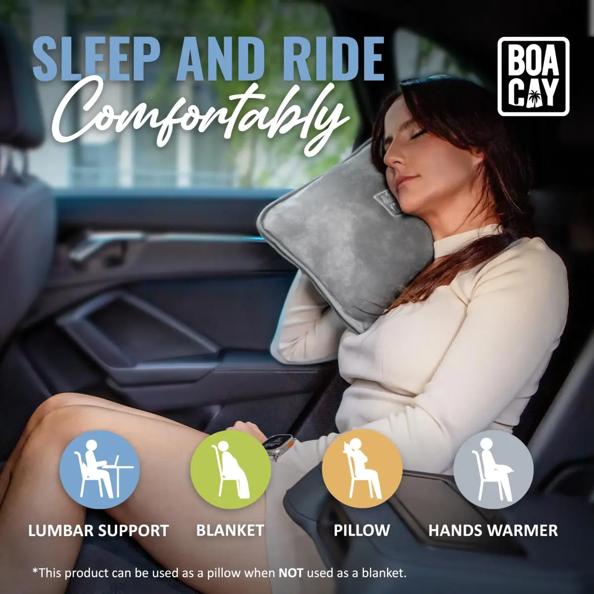 BOACAY Soft & Warm Travel Blanket Pillow 160cm x 100cm | Micro Plush Fleece for Airplane & Car - view 6