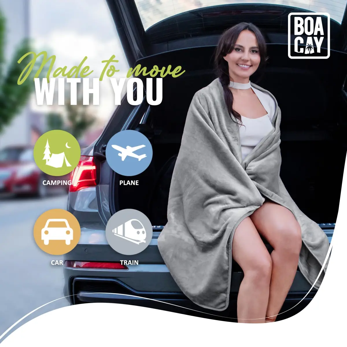 BOACAY Soft & Warm Travel Blanket Pillow 160cm x 100cm | Micro Plush Fleece for Airplane & Car - view 8