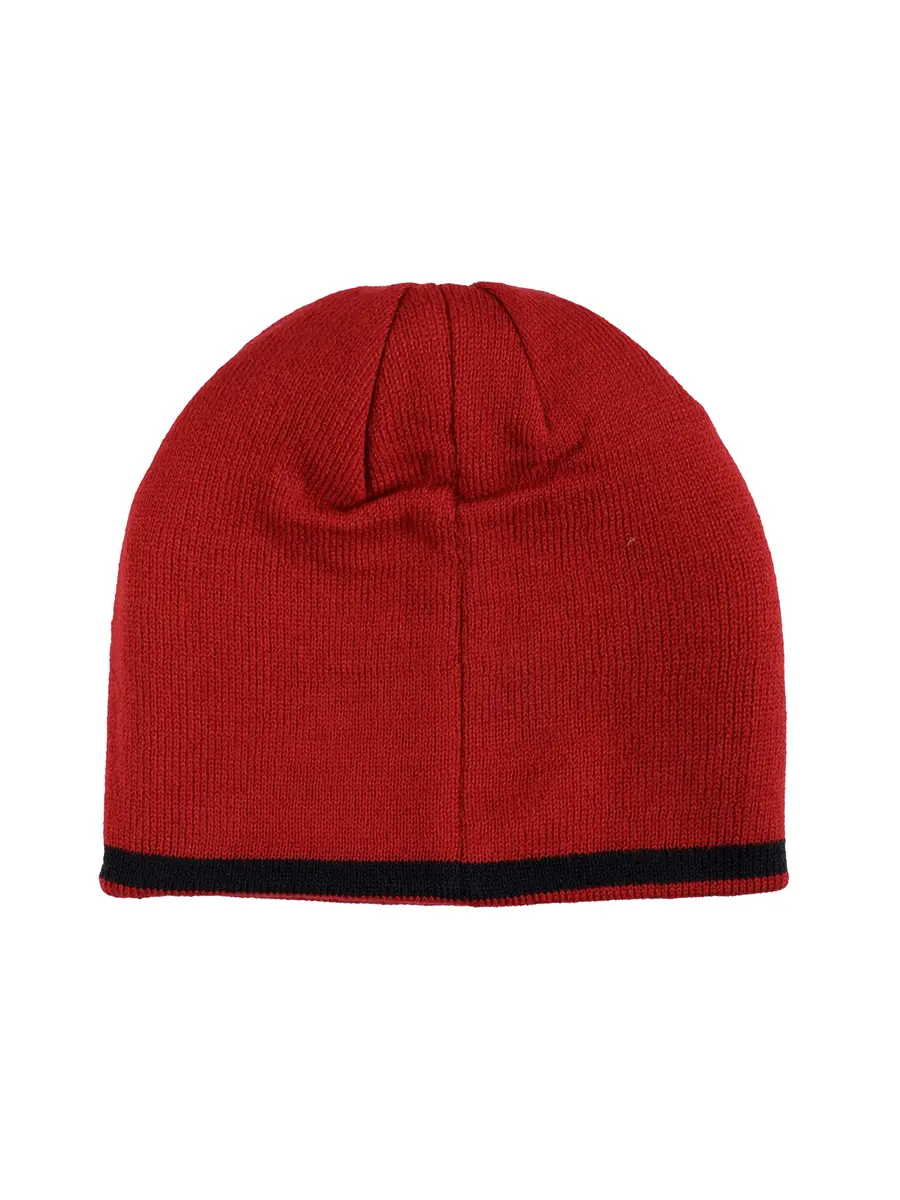 Tommy Hilfiger Boy's Patchwork Stripe Reversible Beanie Scarlet Sage | 100% Acrylic Winter Hat - view 3
