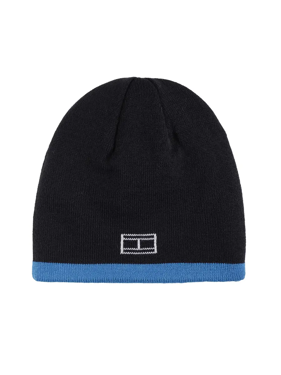 Tommy Hilfiger Boy's Patchwork Stripe Reversible Beanie, Mesmerizing Blue, 100% Acrylic - view 2