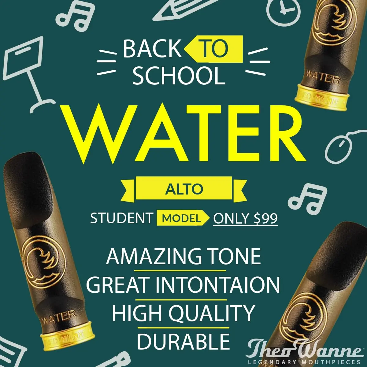 Theo Wanne Water Alto Saxophone Mouthpiece Size 3 Black A.R.T. | Traditional Sound for All Styles - view 4