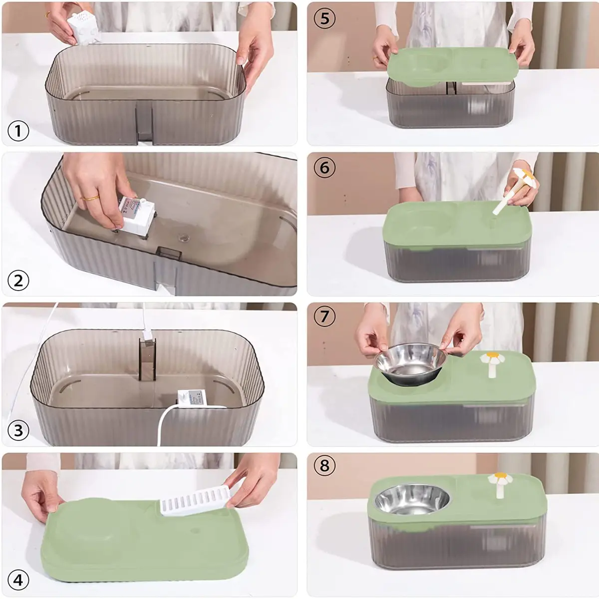 Suertree Cat Fountain Water Bowl Stainless Steel 3L | Quiet, BPA-Free Pet Water Dispenser - view 5