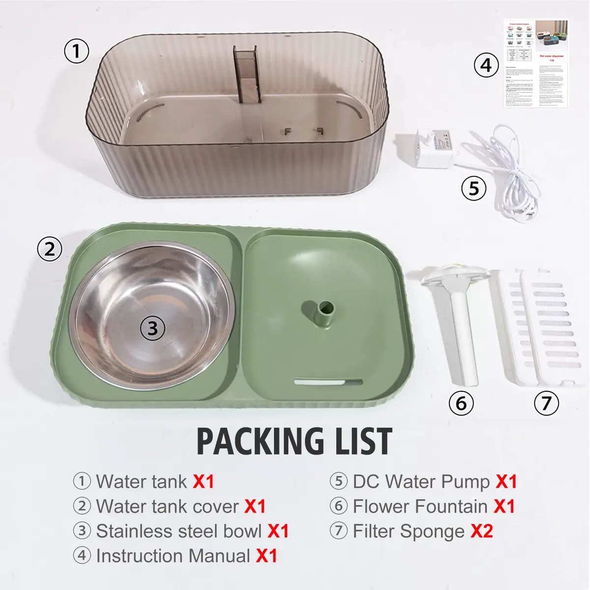 Suertree Cat Fountain Water Bowl Stainless Steel 3L | Quiet, BPA-Free Pet Water Dispenser - view 6