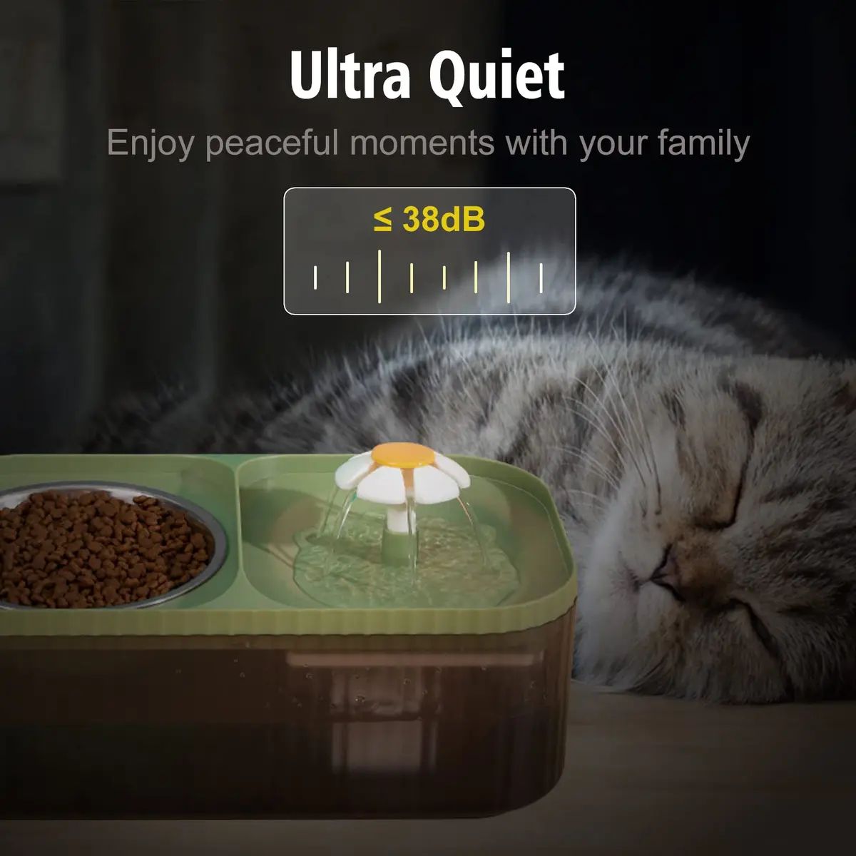 Suertree Cat Fountain Water Bowl Stainless Steel 3L | Quiet, BPA-Free Pet Water Dispenser - view 4