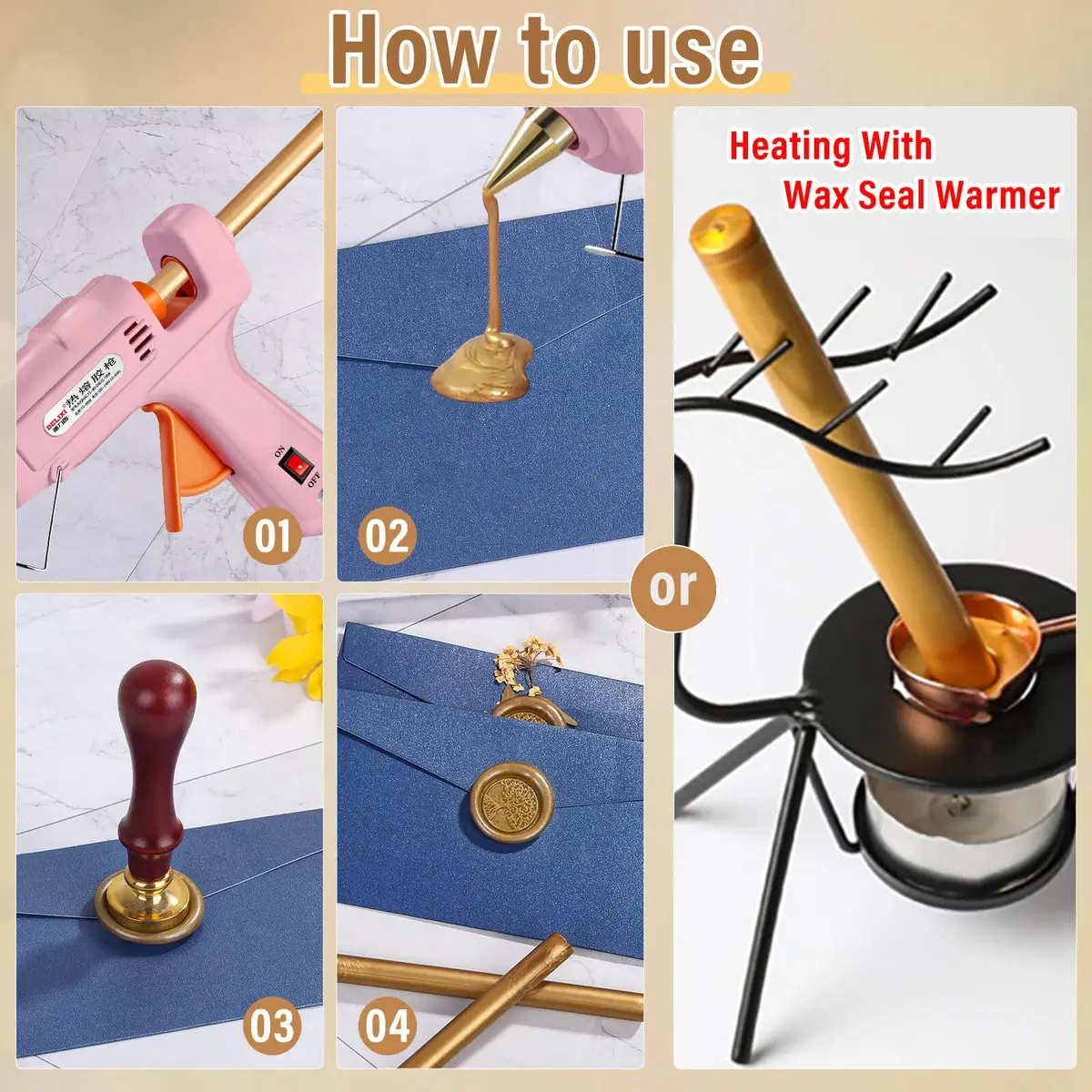 PAXCOO Sealing Wax Sticks, 20pcs, Antique Gold | Easy Glue Gun Application for Crafts & Invitations - view 6
