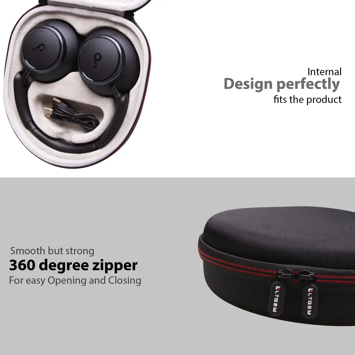 L LTGEM Hard Case for Anker Q30/Q20i/Q45/Space One Pro Headphones | Compact, Shockproof & Waterproof (70-120c) - view 6