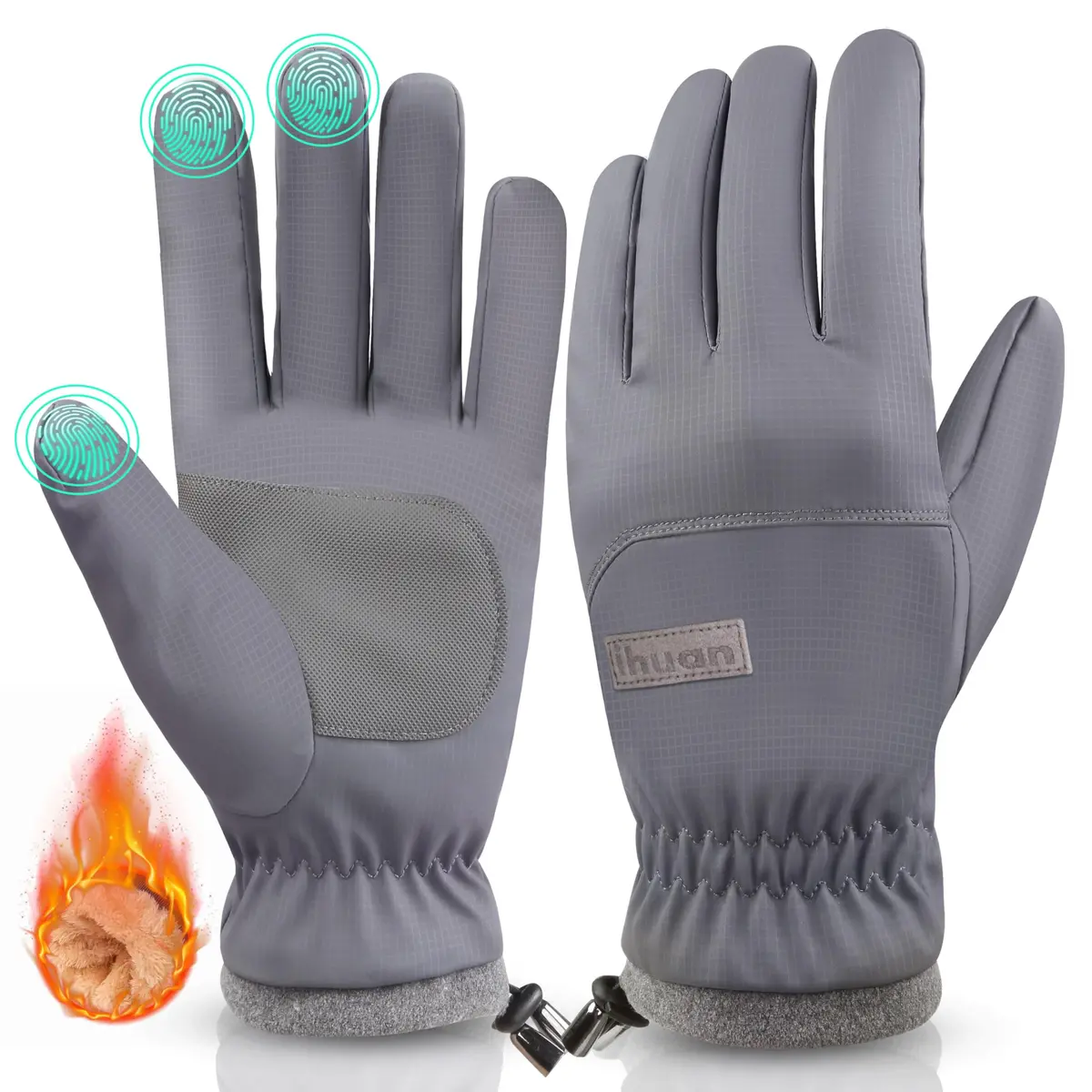 ihuan Waterproof Ski Gloves Medium Grey | Warm, Windproof, Water-Resistant for Cold Weather Activities - main product image