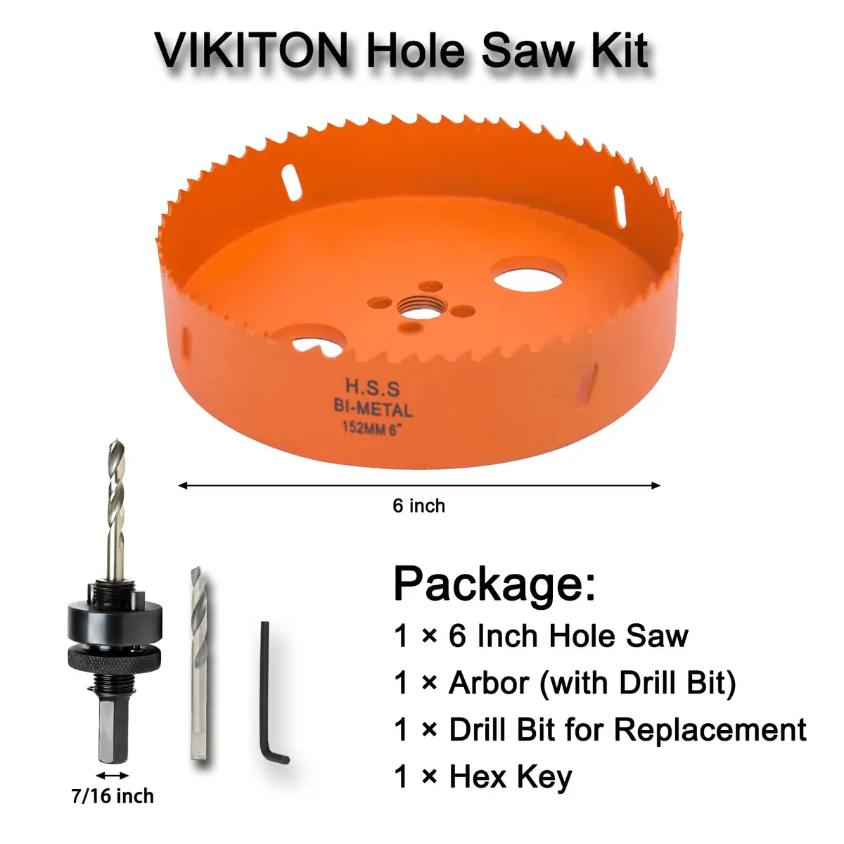 VIKITON 6 inch Hole Saw for Wood, Metal, Plastic & Drywall | Bi-Metal Construction, 152mm Diameter - view 4