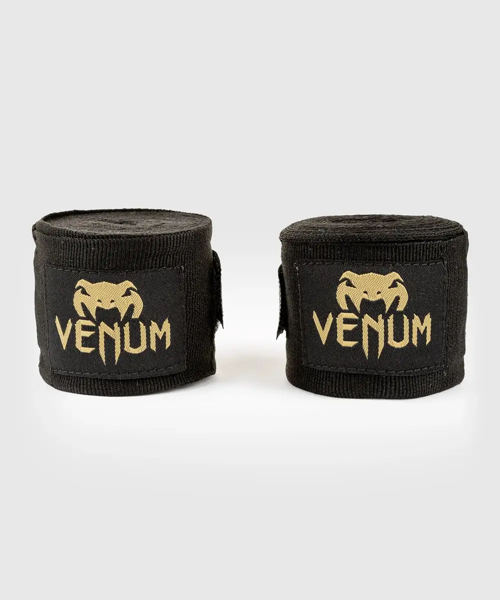 Venum Kontact Boxing Hand Wraps - Black/Gold, 180 in | Elastic Cotton Support for Boxing & MMA - main product image
