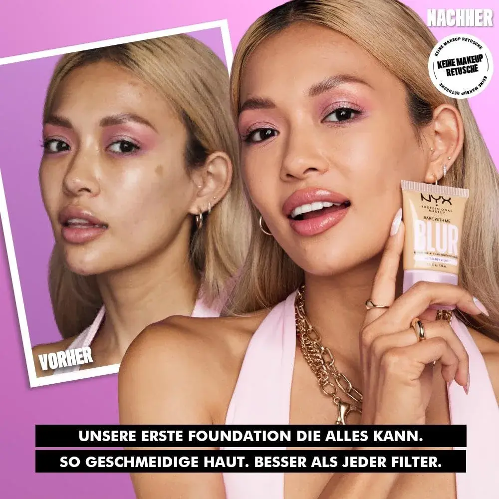 NYX PROFESSIONAL MAKEUP Bare With Me Blur Skin Tint Foundation Deep Bronze 29.76 ml (1.01 Fl Oz) | Matte Blurred Finish with Matcha & Niacinamide - view 2