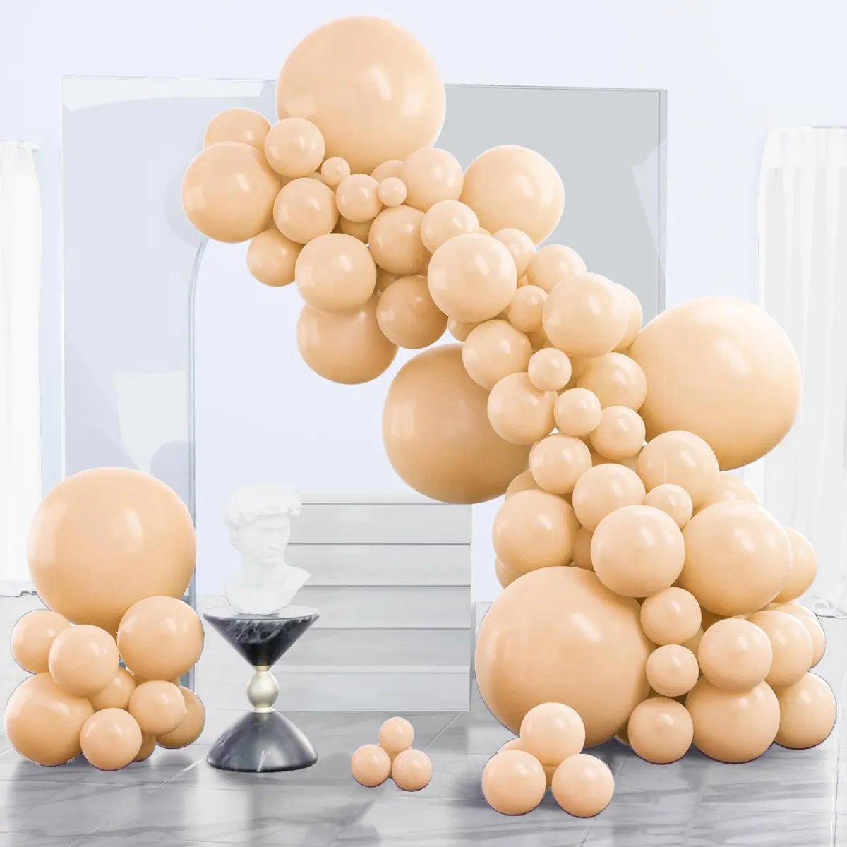 PartyWoo Nude Balloons 140pcs Apricot Boho Fall Color Assorted Sizes | 18 12 10 5 Inch - main product image