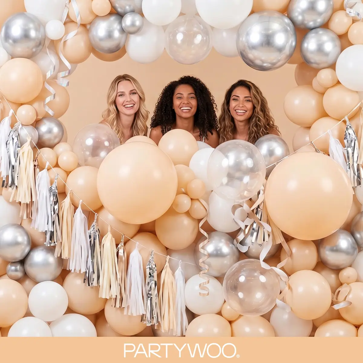 PartyWoo Nude Balloons 140pcs Apricot Boho Fall Color Assorted Sizes | 18 12 10 5 Inch - view 5