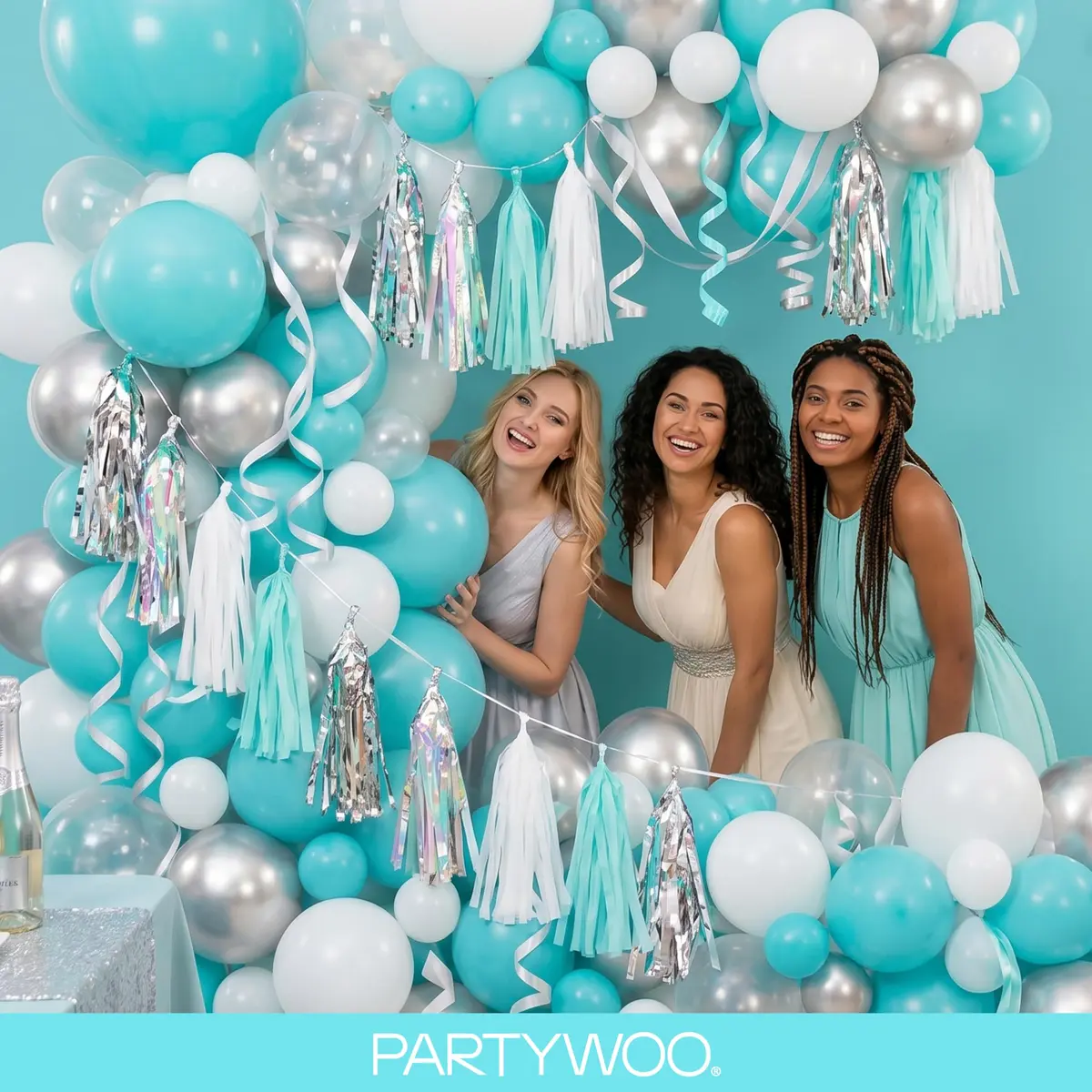 PartyWoo Teal Balloons 140 Count (Pack of 1) | Assorted Colors for Parties - view 5