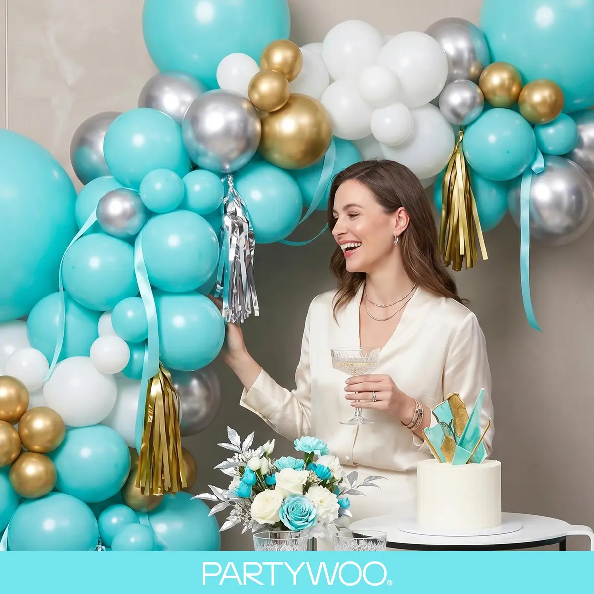 PartyWoo Teal Balloons 140 Count (Pack of 1) | Assorted Colors for Parties - view 9