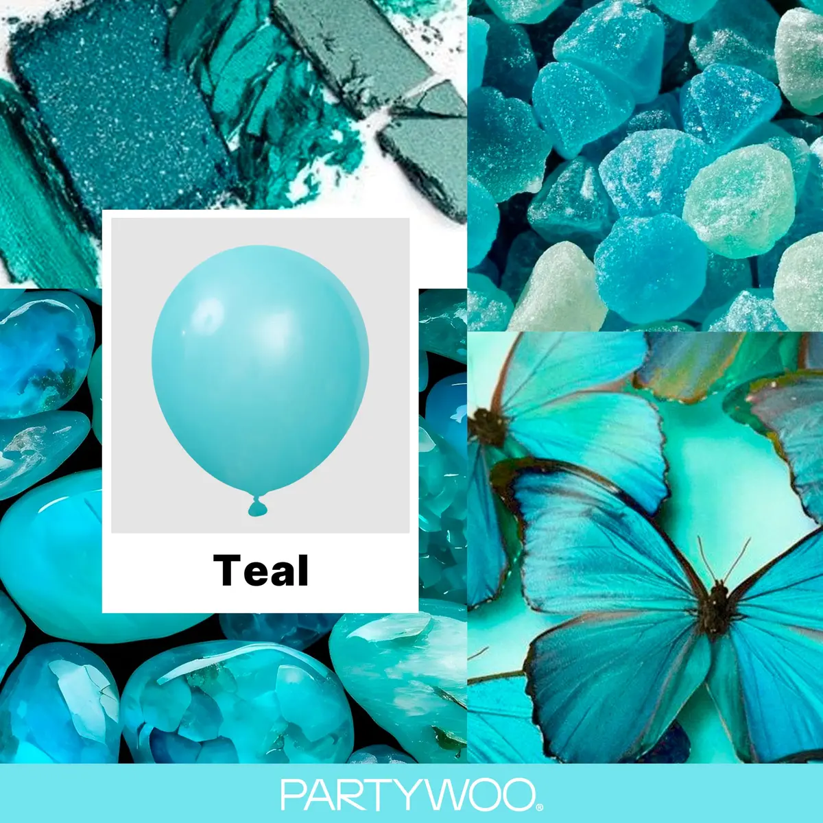 PartyWoo Teal Balloons 140 Count (Pack of 1) | Assorted Colors for Parties - view 2