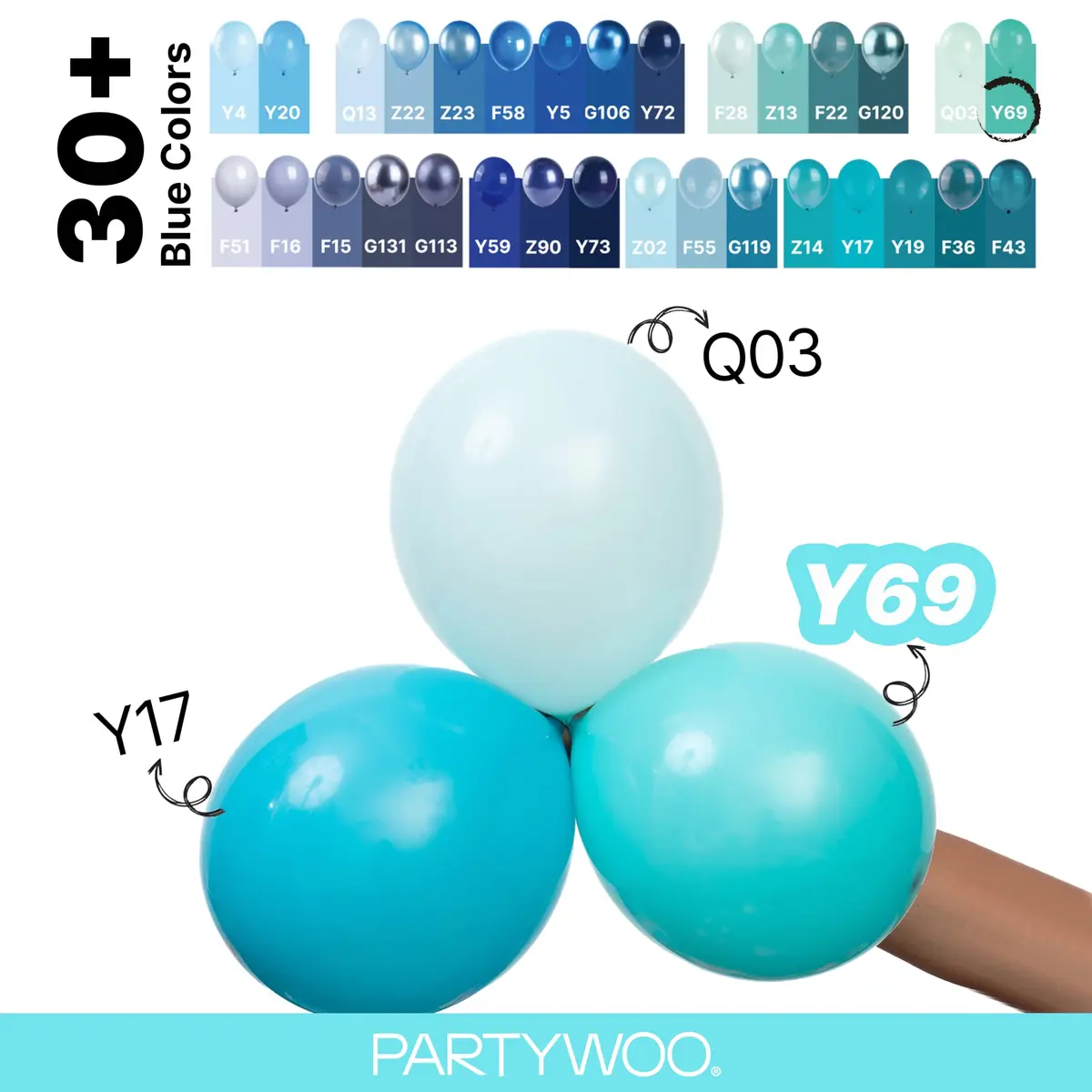 PartyWoo Teal Balloons 140 Count (Pack of 1) | Assorted Colors for Parties - view 4