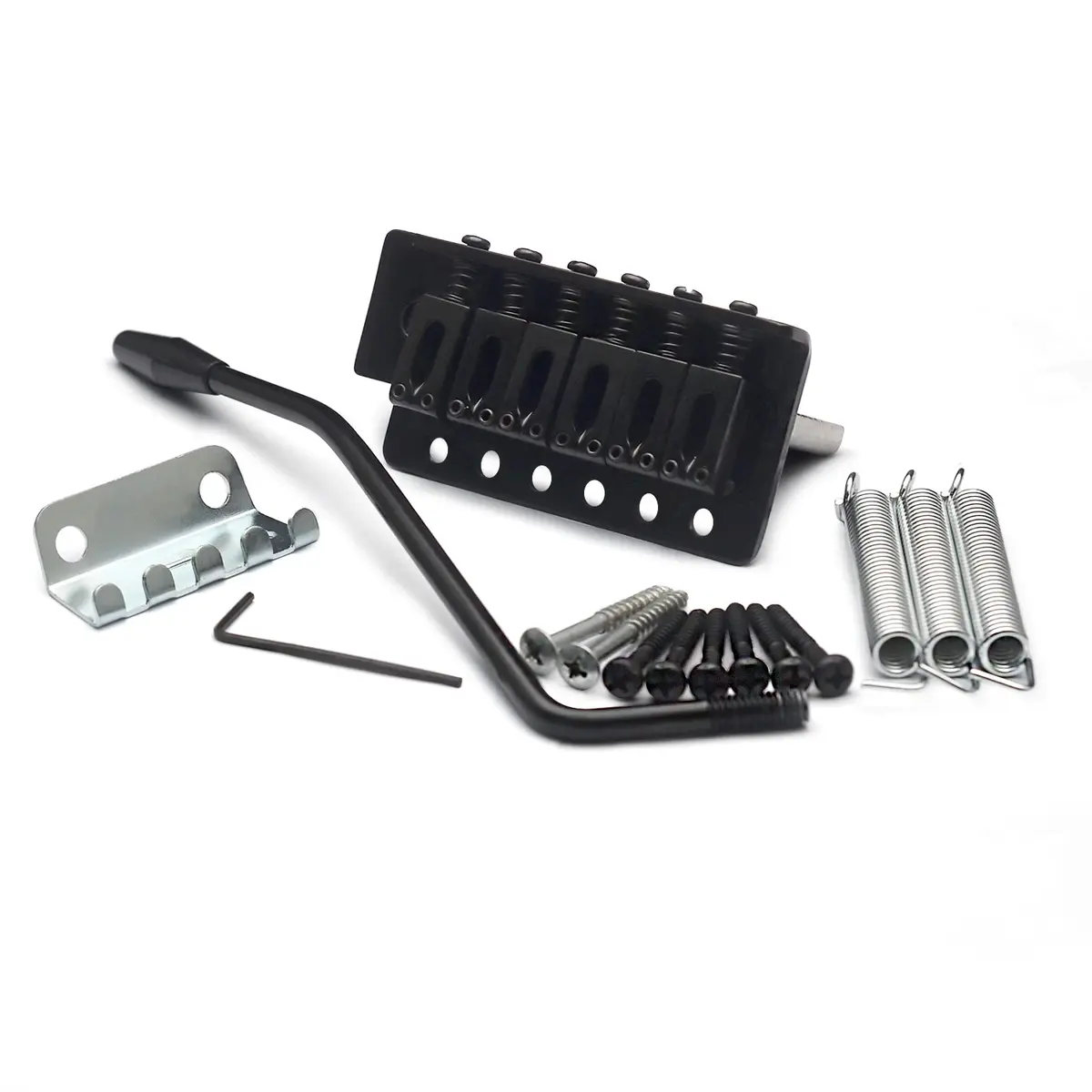 SAPHUE Black Stratocaster Tremolo Bridge Set 52.5mm (2-1/16 inch) | Fits Fender Strat Squier Electric Guitar - main product image