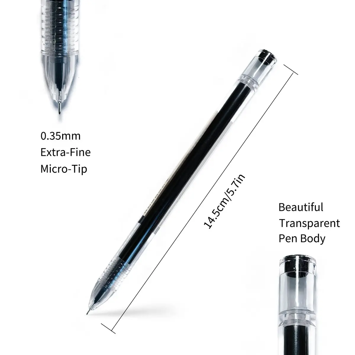 PurpleWillow Japanese Extra Fine Black Gel Pens 0.35mm (12-Pack) | Smooth Writing for Students & Professionals - view 9