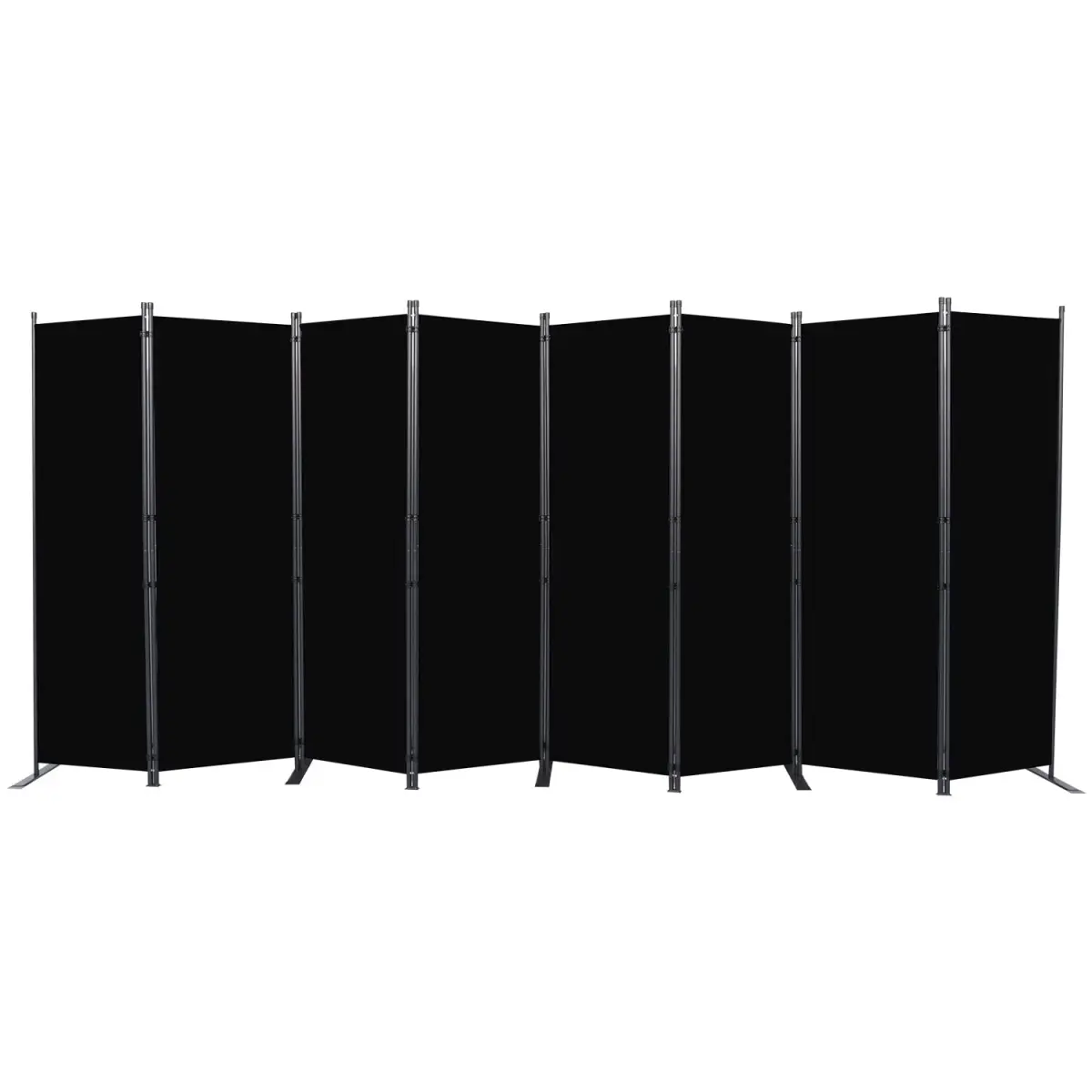 CHOSENM 8 Panel Room Divider 22"x71.3" (176" W x 71.3" H) | Black Folding Privacy Screen with Wider Feet - main product image