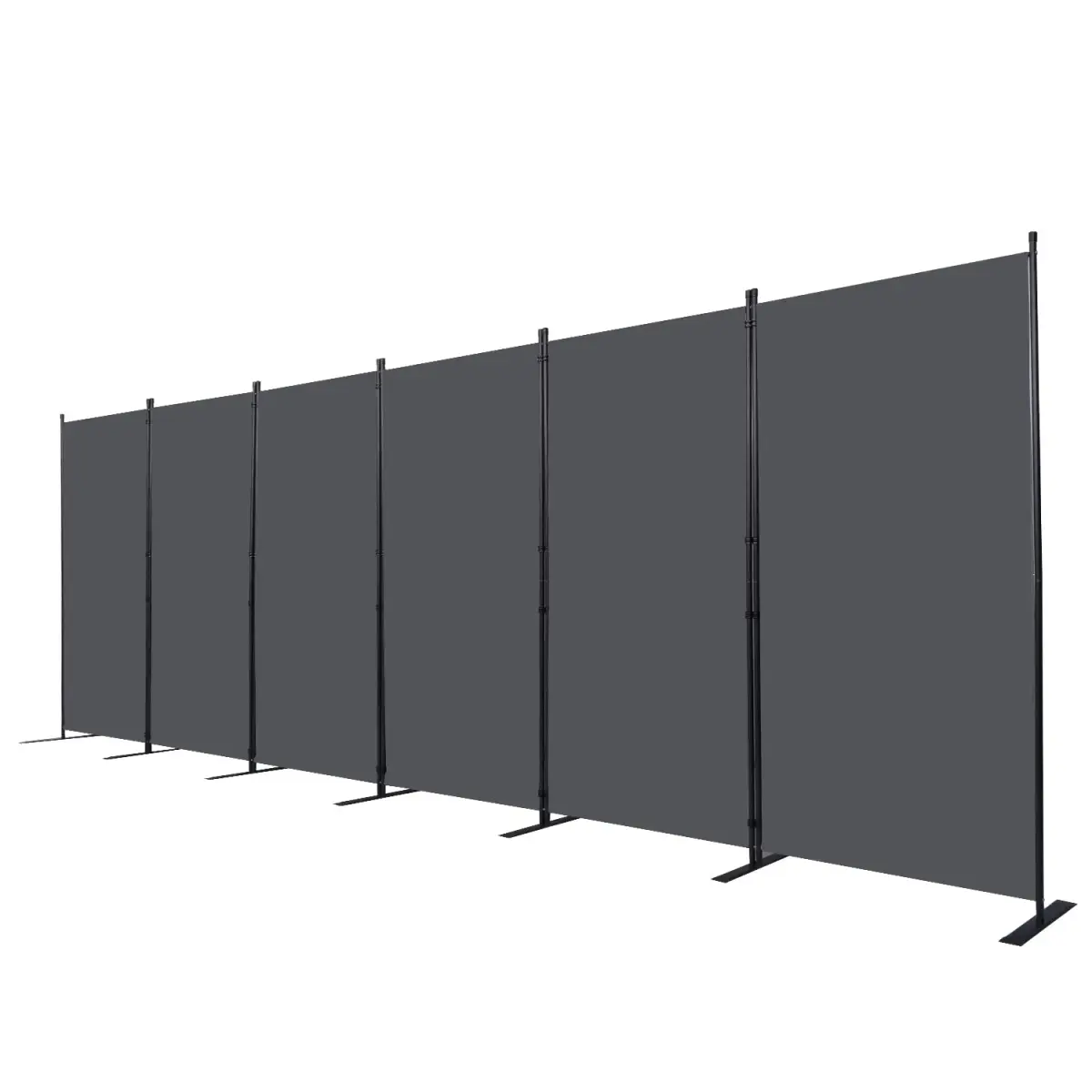 CHOSENM 6 Panel Room Divider Grey 204" W x 71.3" H | Stable Iron Frame, Tear-Resistant Fabric - main product image