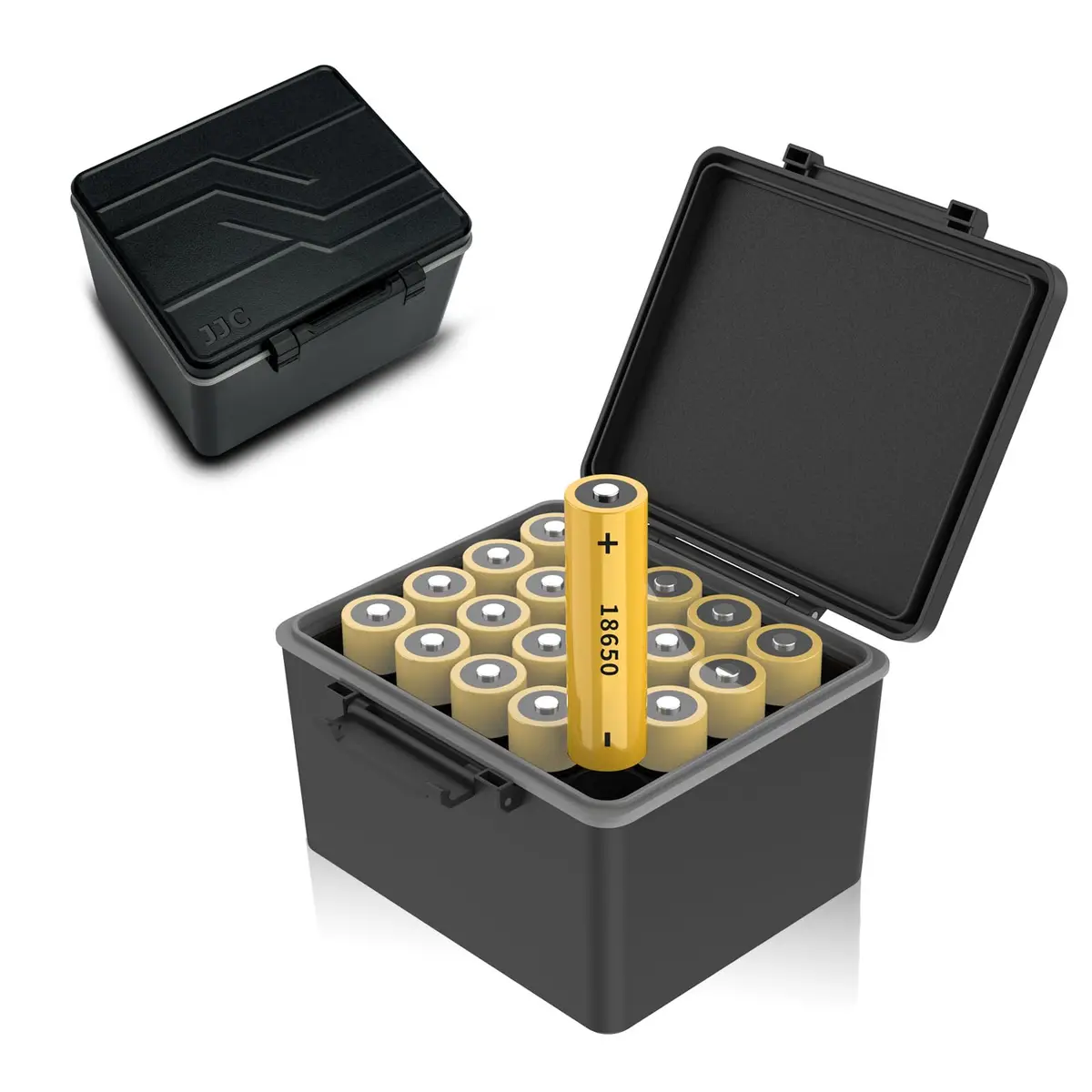 JJC 20 Slots 18650 Battery Storage Case Holder Container Box | Water-Resistant, Shockproof, Pressureproof - main product image
