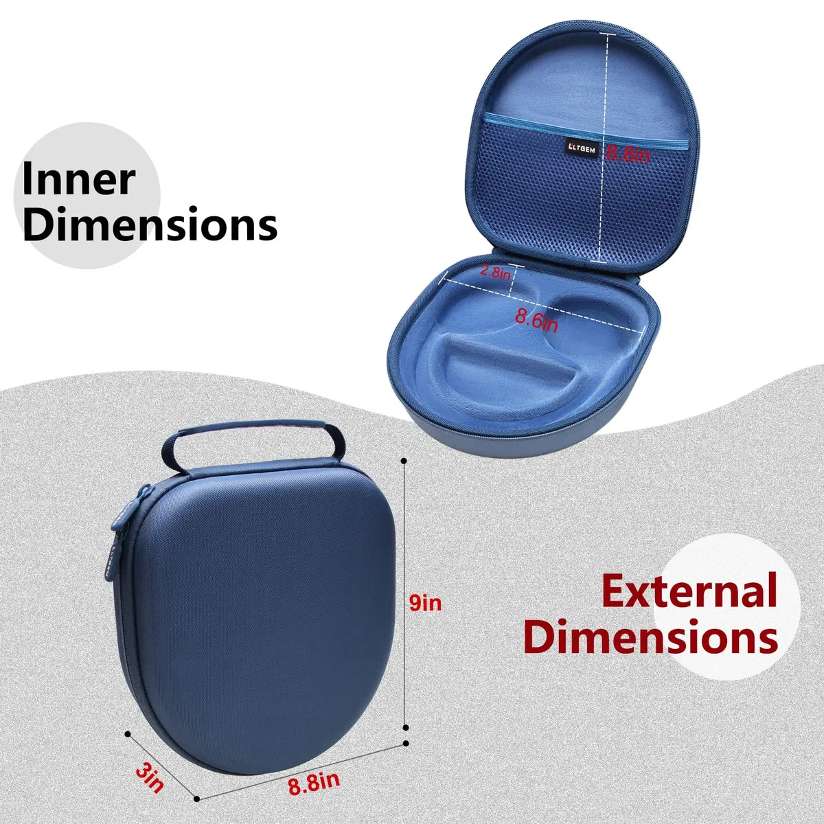 L LTGEM Case for Sony WH-CH720N/WH-CH520 Noise Canceling Wireless Headphones Blue | Hard Travel Cover - view 3