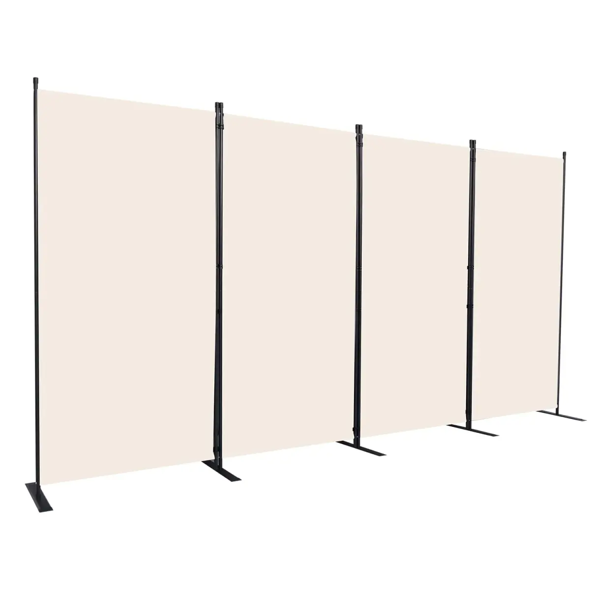 CHOSENM 4 Panel Room Divider Privacy Screen 136" W x 71.3" H | Stable Iron Frame, Beige Fabric - main product image