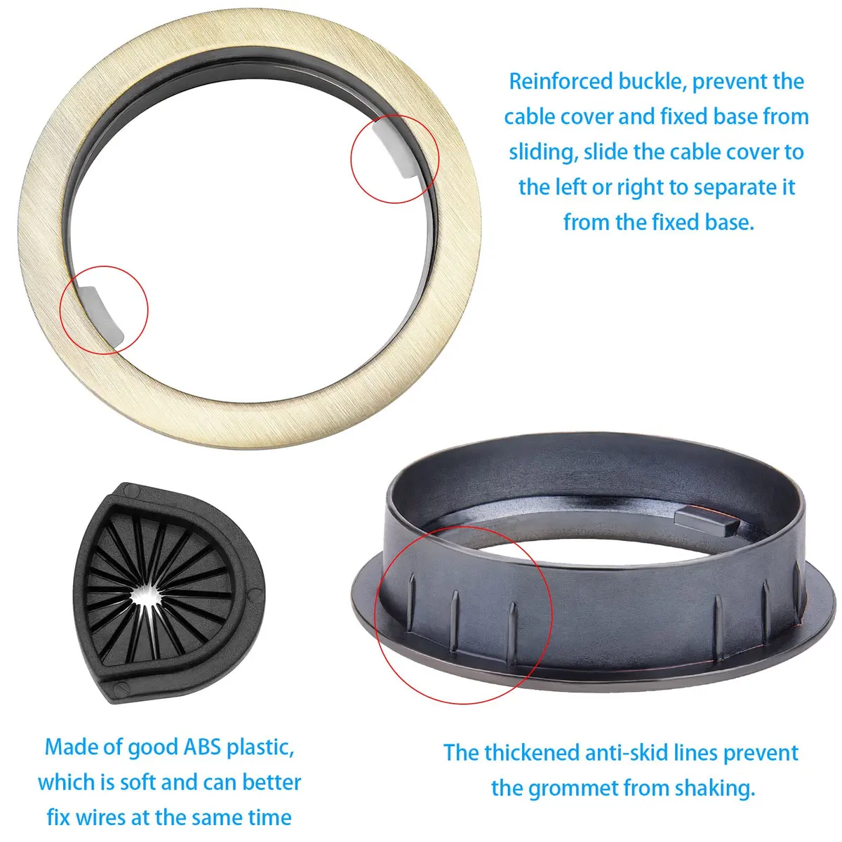 Petutu Desk Grommet 2 Inch Metal Cable Grommet Bronze 2 Pack | Space-Saving Cable Organizer - view 3