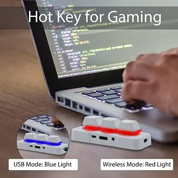 PCsensor 3-Key Mini Keypad Wireless Mechanical Gaming Keyboard with RGB LED | Programmable Hot Keys - view 4