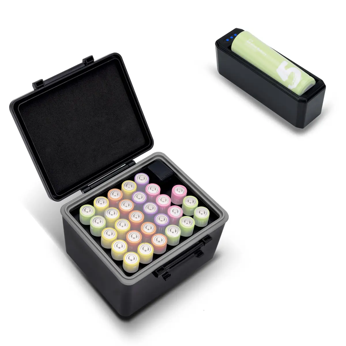 JJC AA Battery Case for 28x AA Batteries with Detachable Tester | Organizes and Protects - main product image