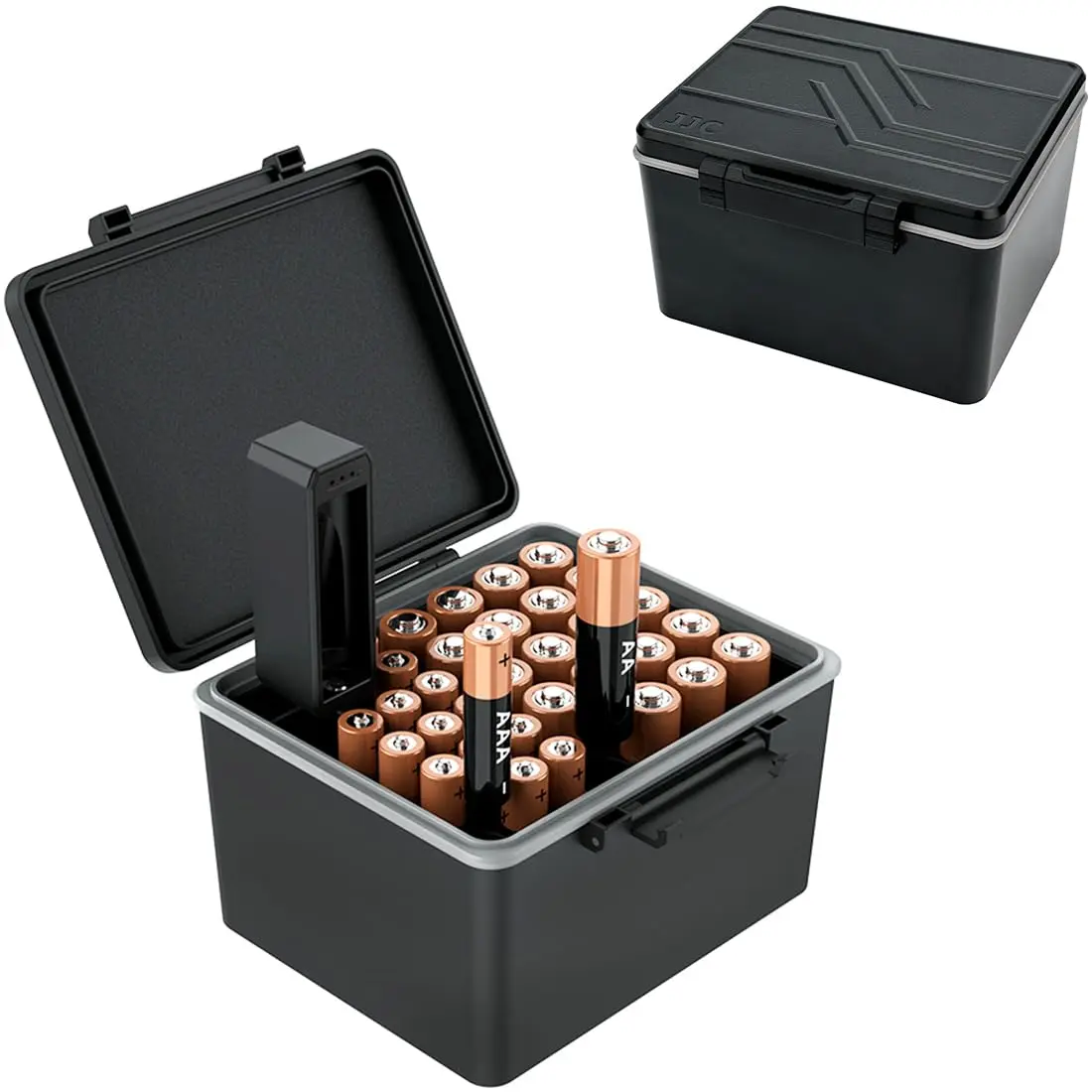 JJC Hard Battery Storage Case Holder with Tester for 20 AA & 14 AAA Batteries | Water-Resistant & Shockproof - main product image