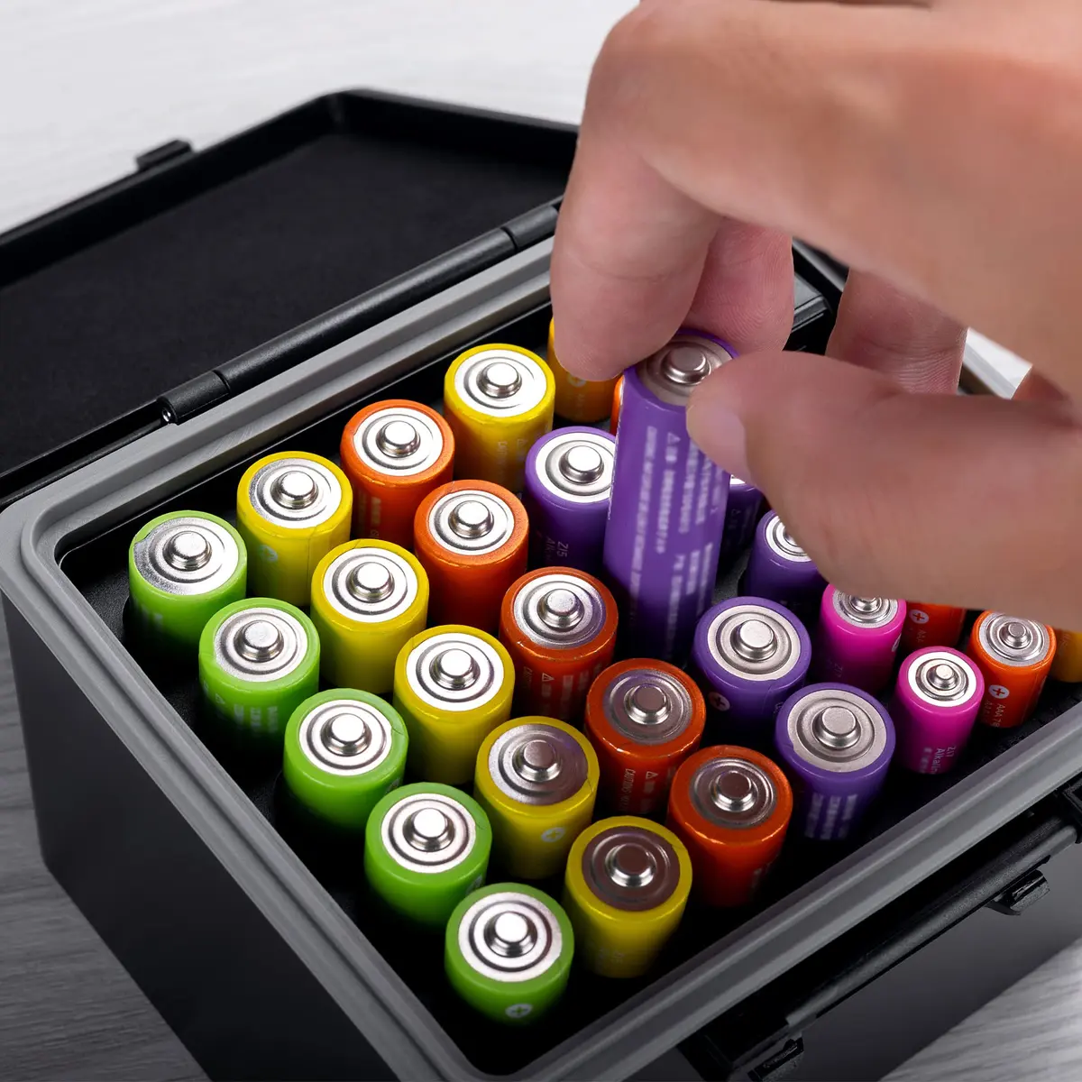 JJC Hard Battery Storage Case Holder with Tester for 20 AA & 14 AAA Batteries | Water-Resistant & Shockproof - view 6
