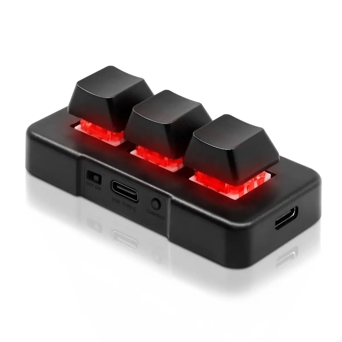 PCsensor 3 Key Mini Macro Keyboard Wireless USB Mechanical Programmable OSU Keypad with RGB LED | 7.6 cm (3 in) | Compatible with PC, Mac, Linux - main product image