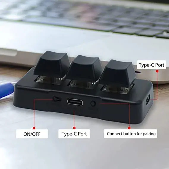 PCsensor 3 Key Mini Macro Keyboard Wireless USB Mechanical Programmable OSU Keypad with RGB LED | 7.6 cm (3 in) | Compatible with PC, Mac, Linux - view 3