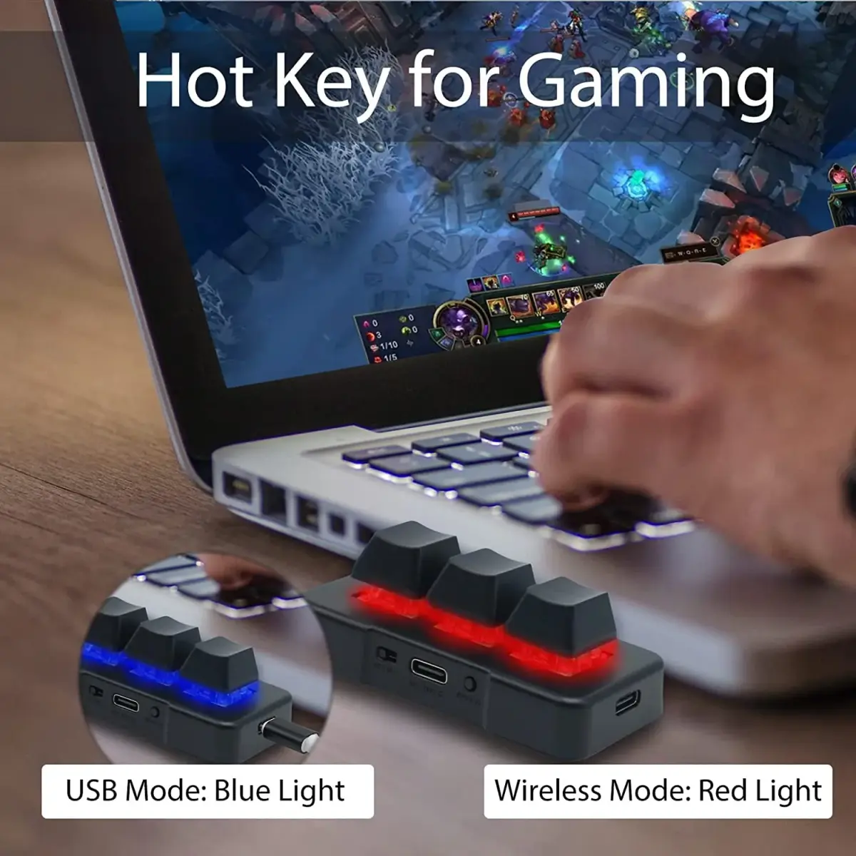 PCsensor 3 Key Mini Macro Keyboard Wireless USB Mechanical Programmable OSU Keypad with RGB LED | 7.6 cm (3 in) | Compatible with PC, Mac, Linux - view 4