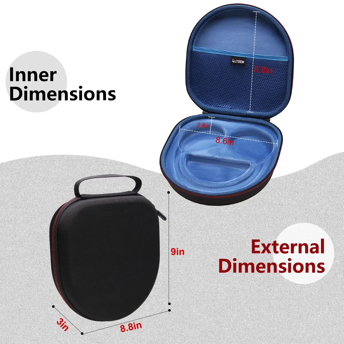 L LTGEM Case for Sony WH-CH720N/WH-CH520 Noise Canceling Wireless Headphones Blue | Hard Travel Carrying Case - view 3